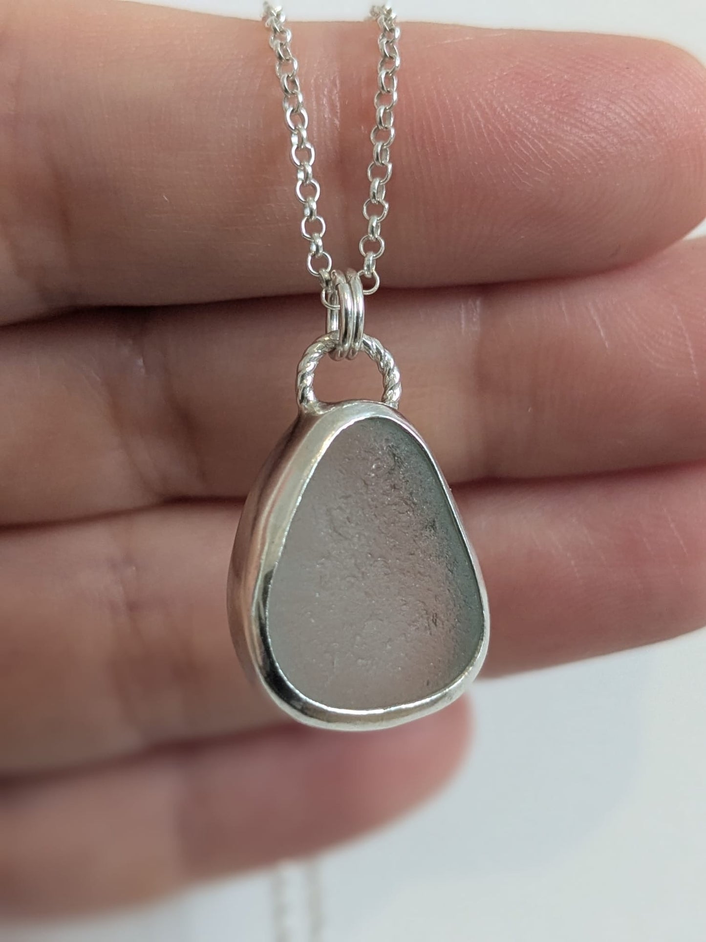 Clear Pear Seaglass Necklace