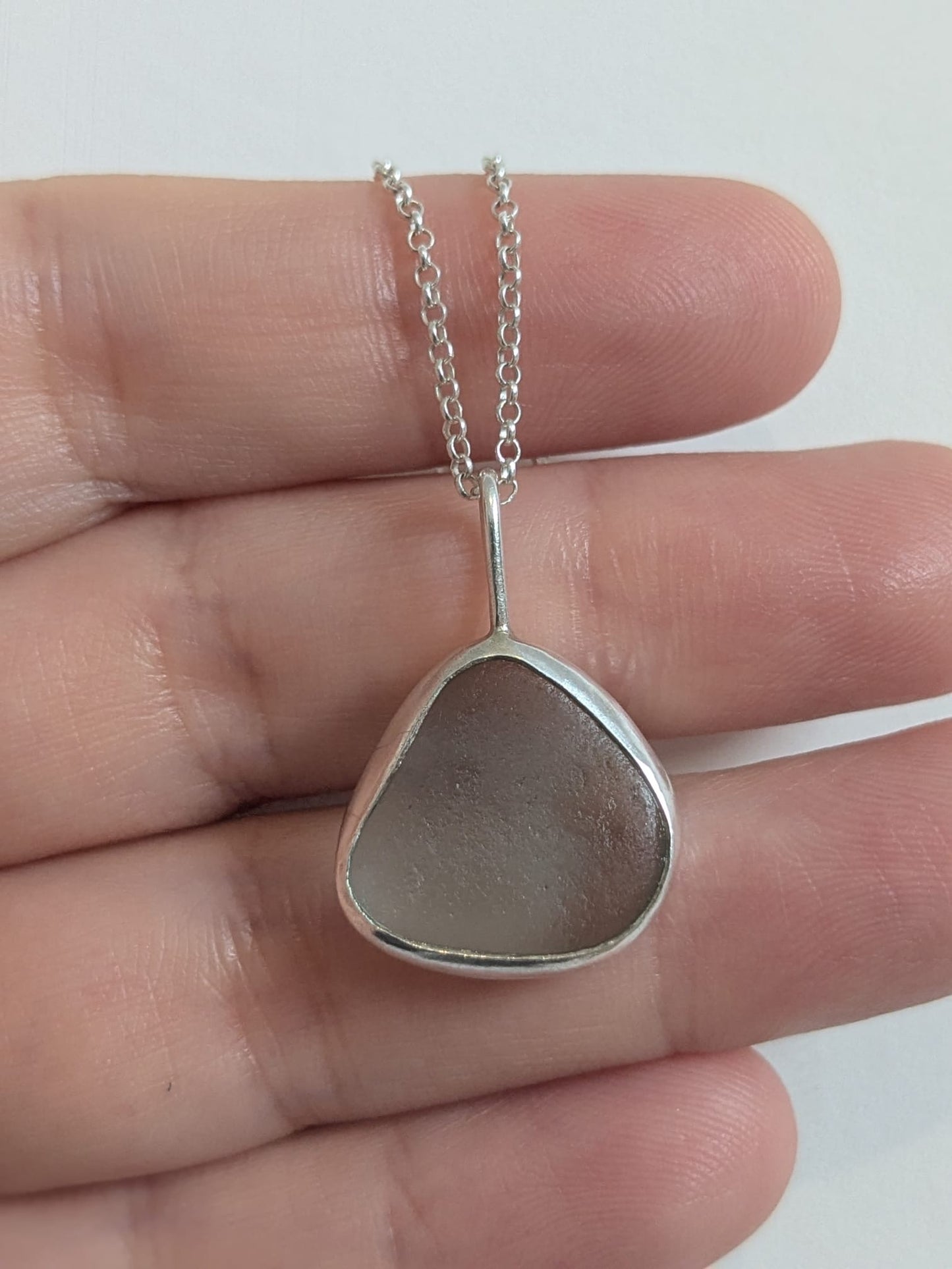 Light Blue Grey Seaglass Necklace