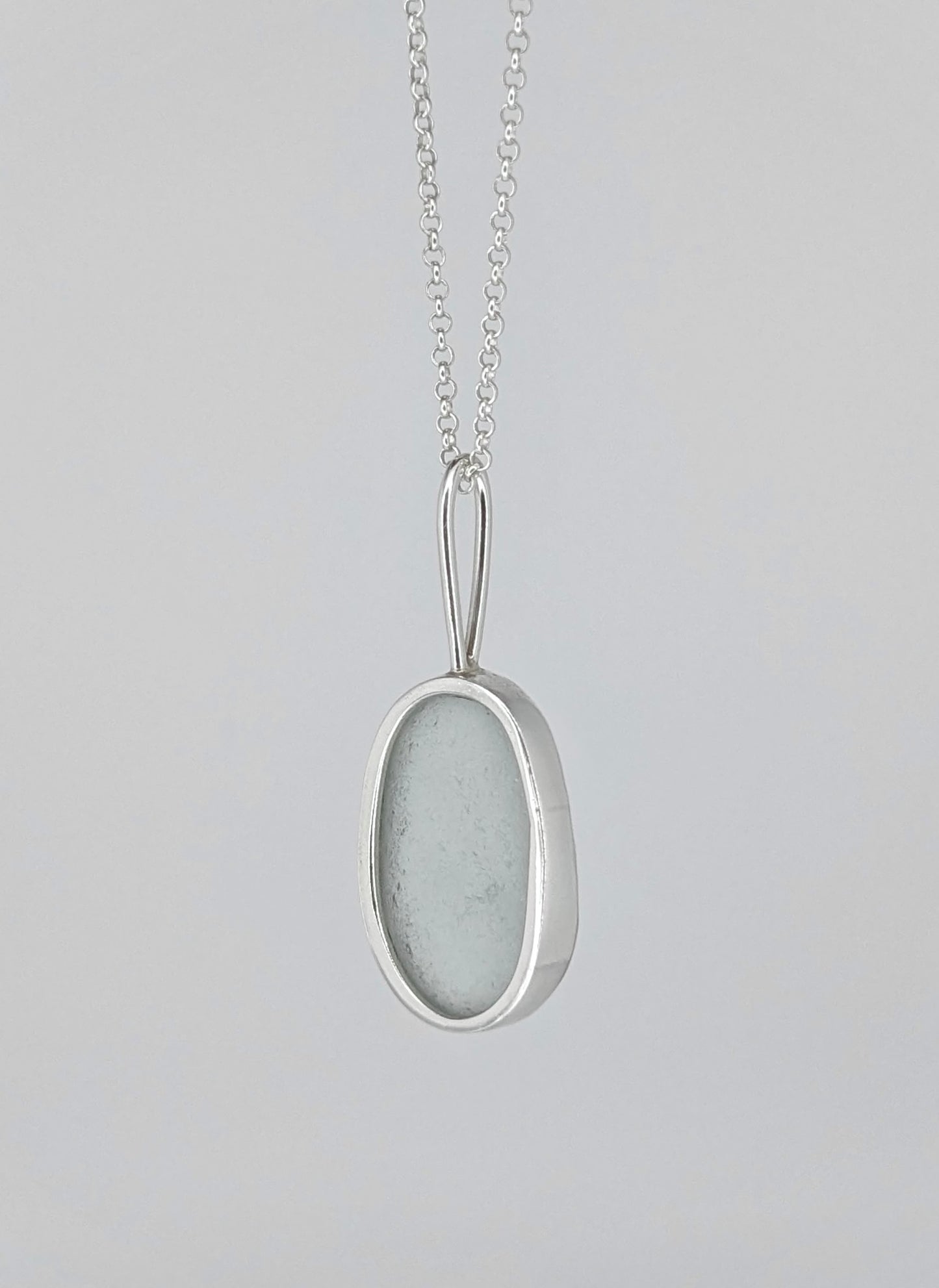 Clear Oval Seaglass Necklace