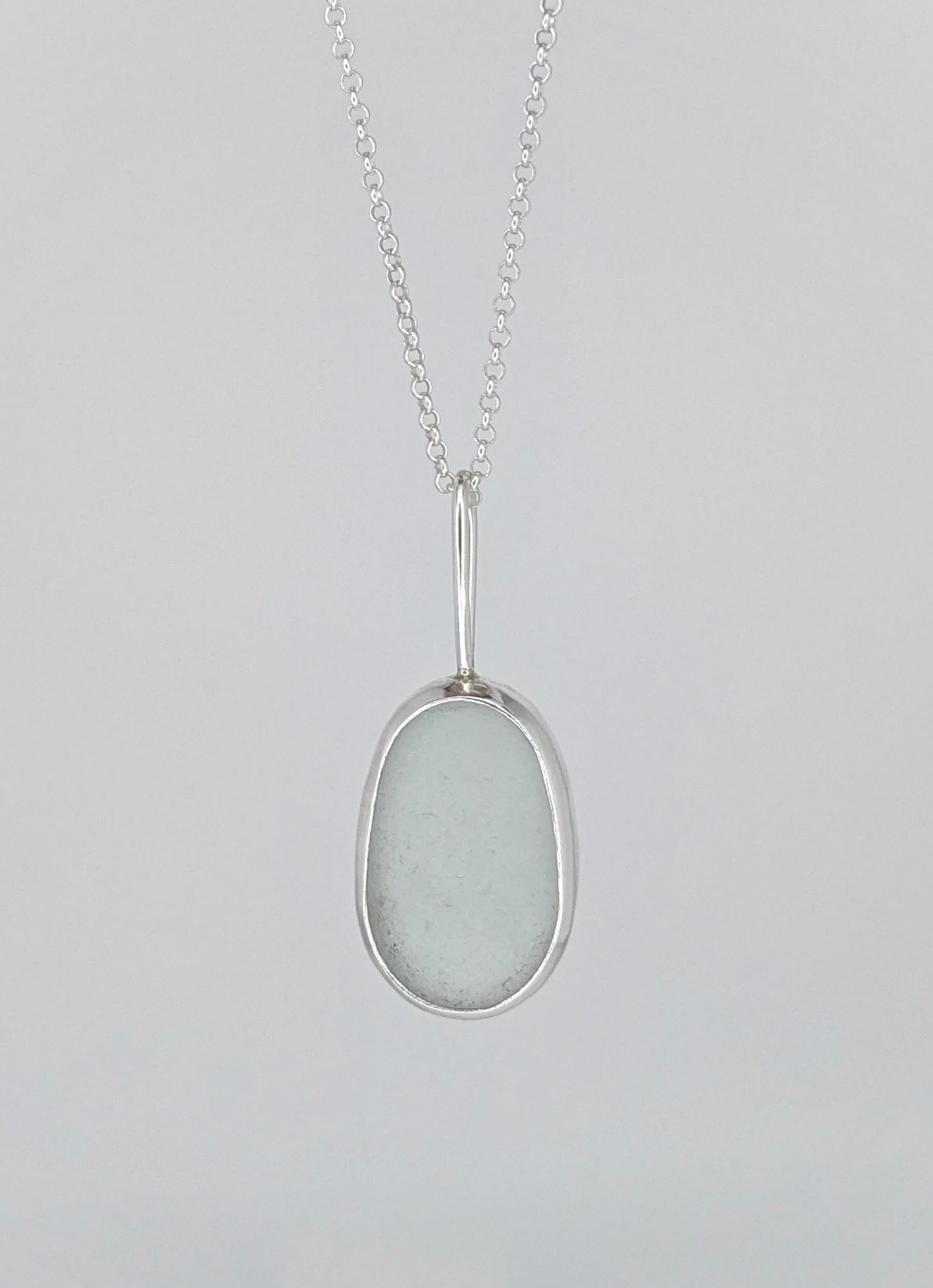 Clear Oval Seaglass Necklace