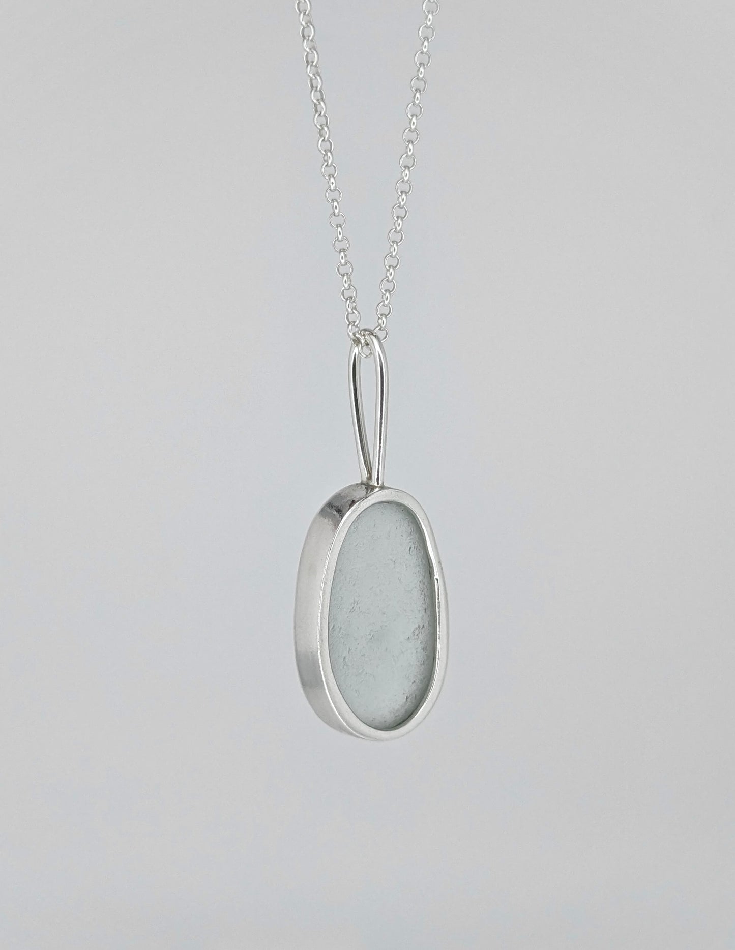 Clear Oval Seaglass Necklace