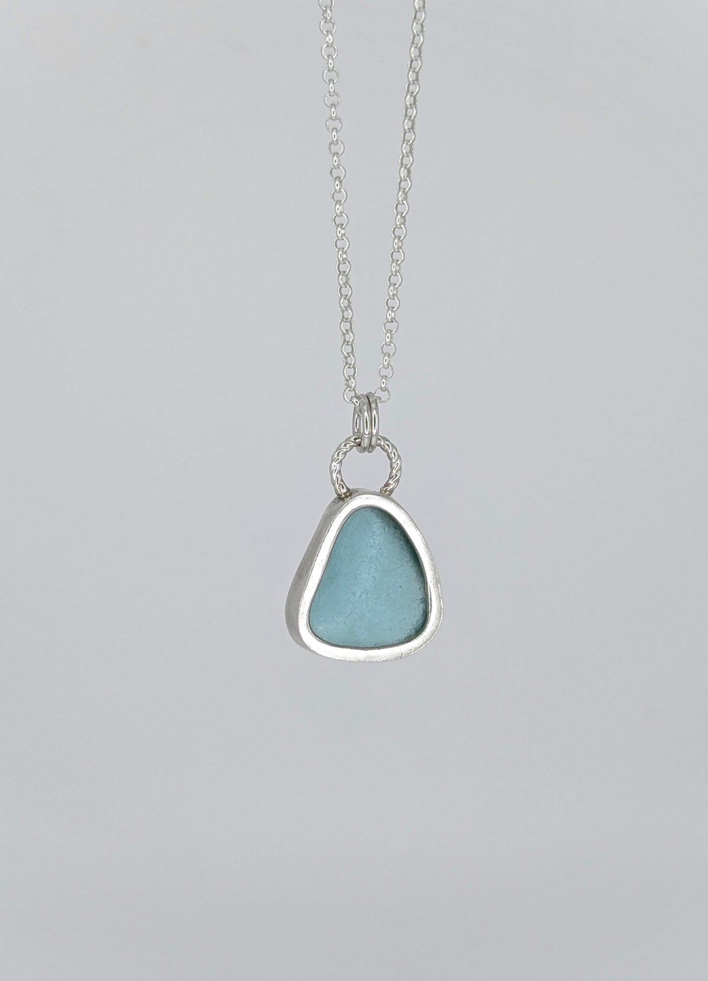 Blue Triangle Seaglass Necklace