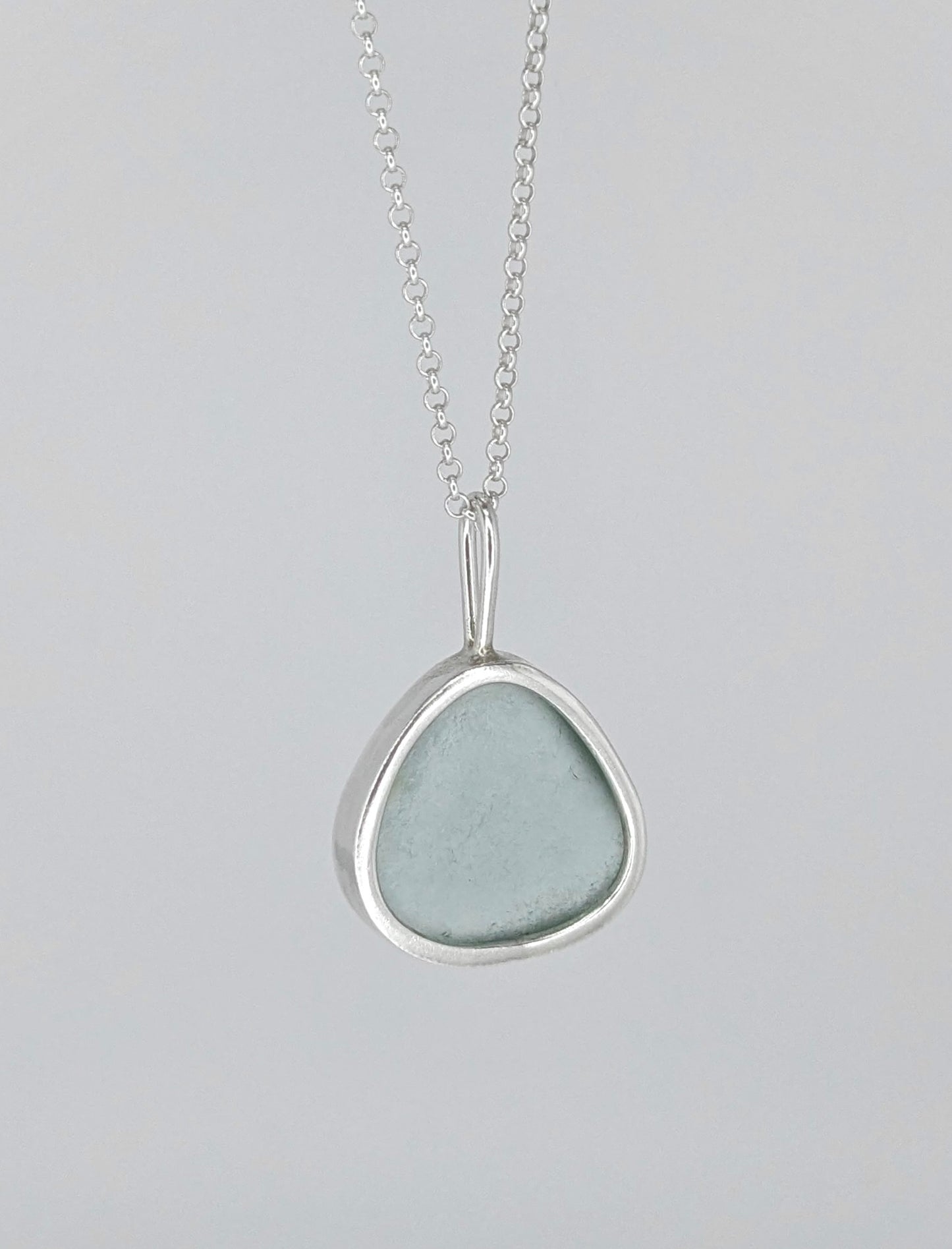 Light Blue Grey Seaglass Necklace