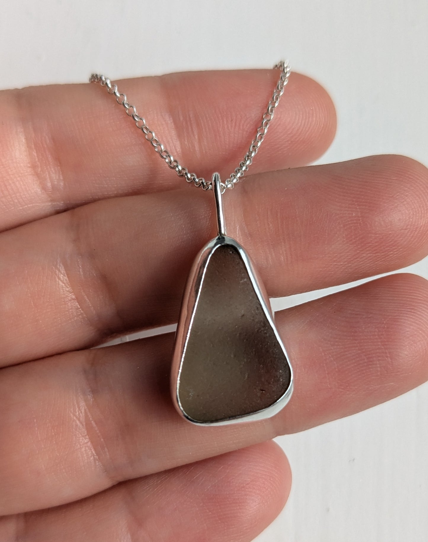 Olive Triangle Seaglass Necklace