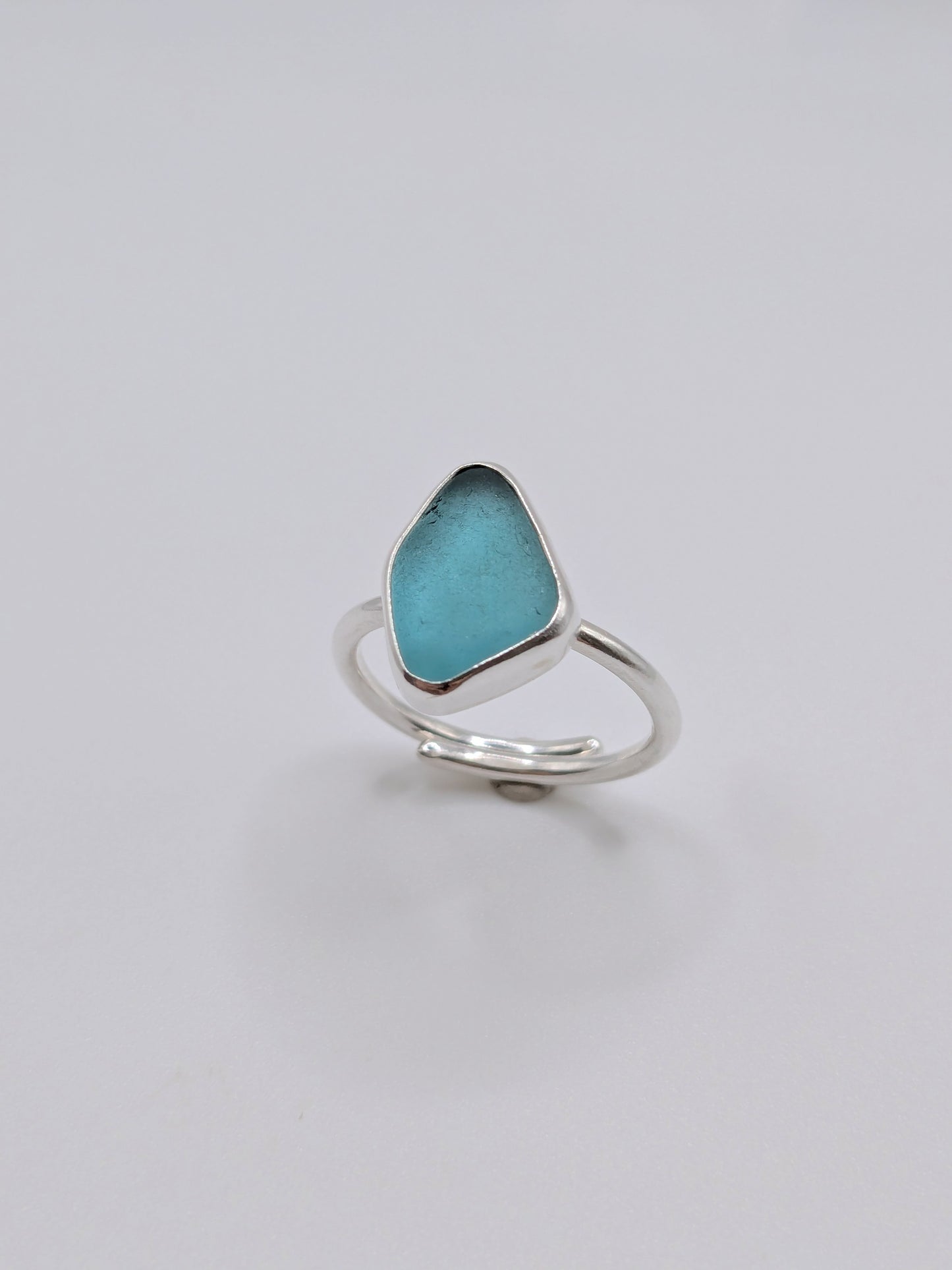Adjustable Aquamarine Seaglass Ring