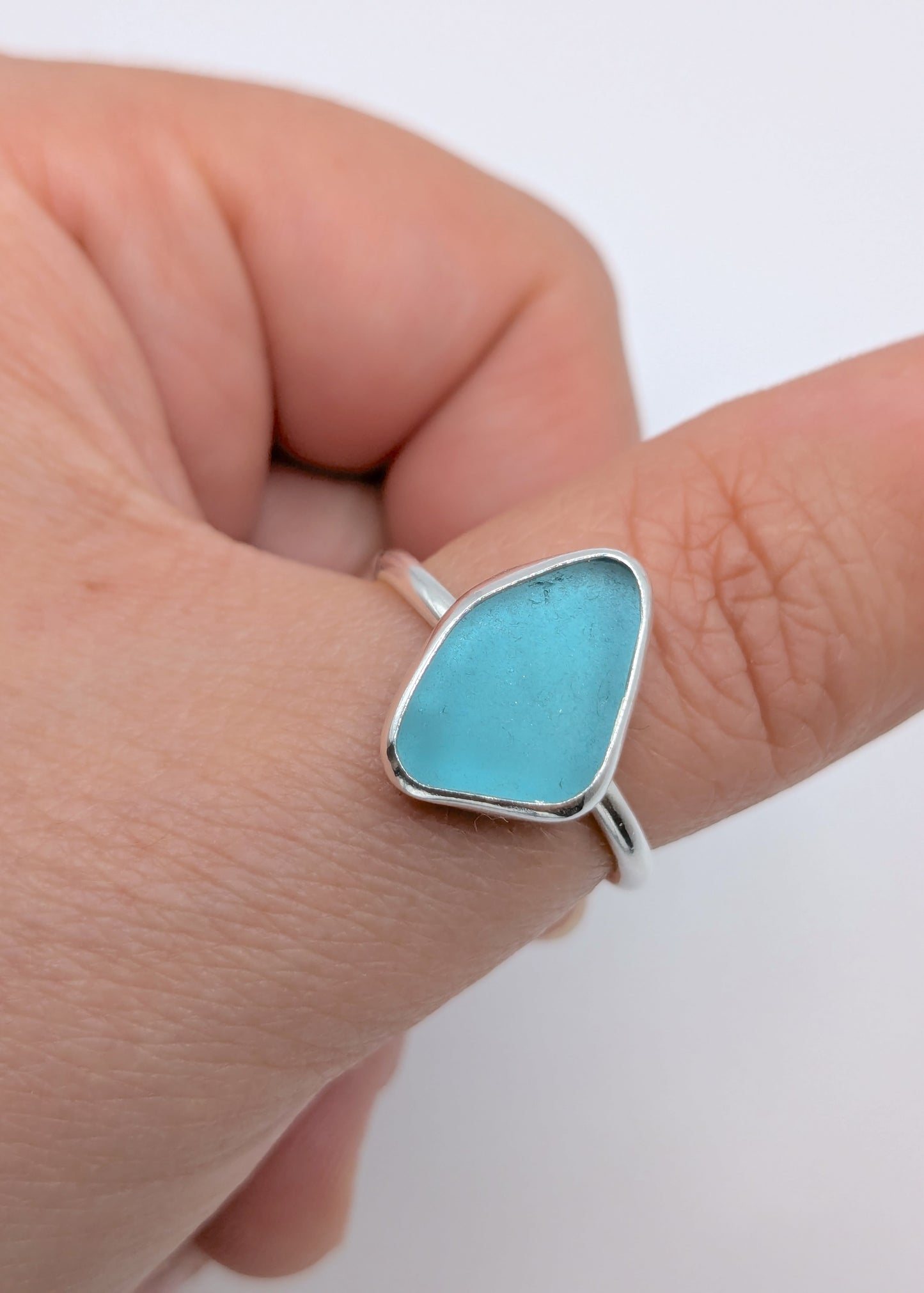 Adjustable Aquamarine Seaglass Ring