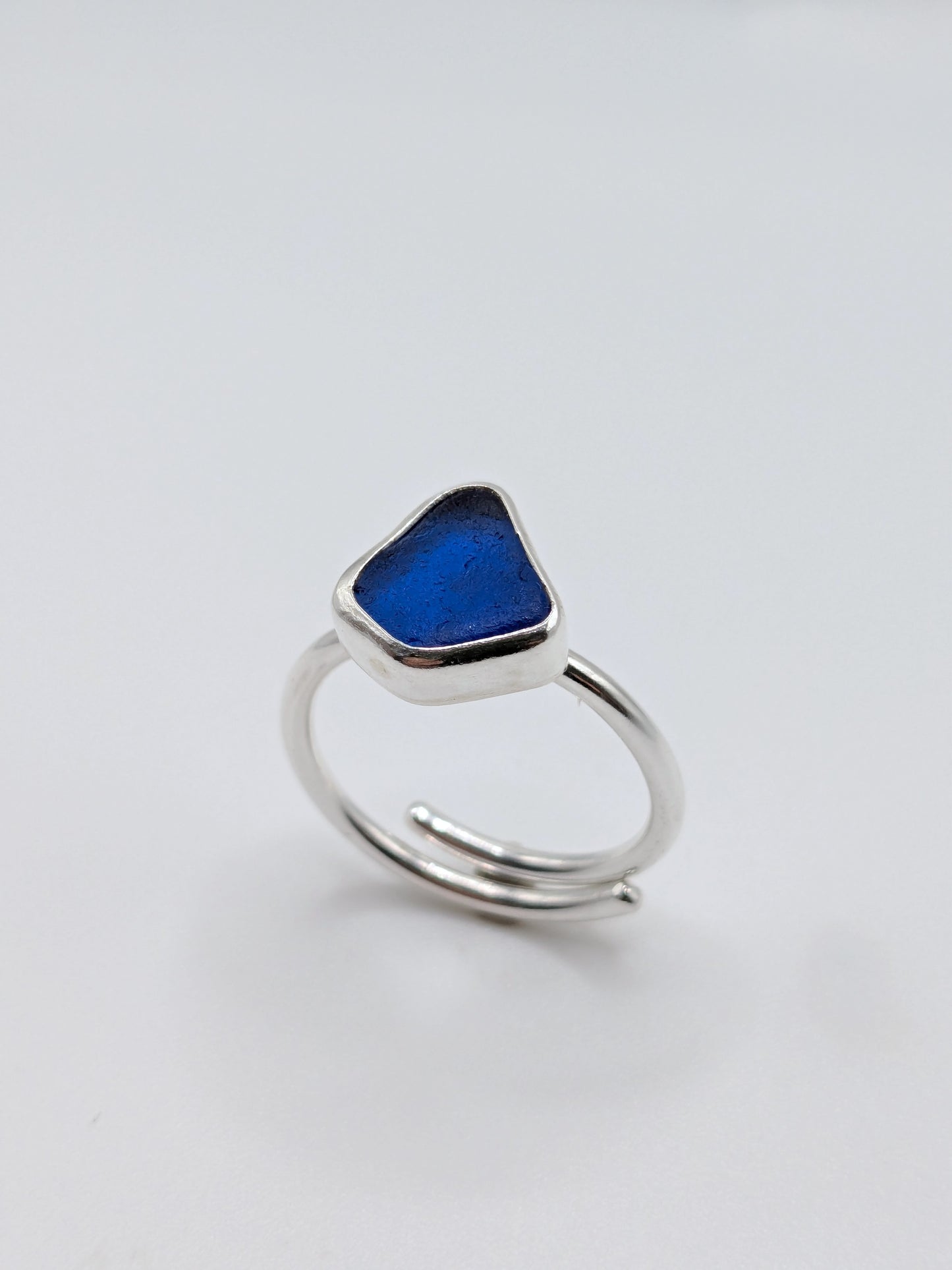 Adjustable Cobalt Blue Seaglass Ring