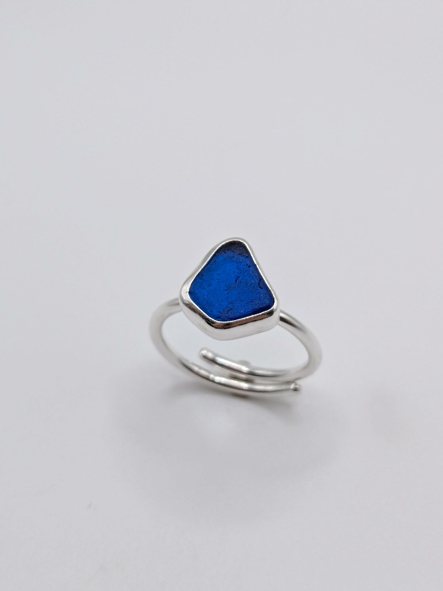 Adjustable Cobalt Blue Seaglass Ring