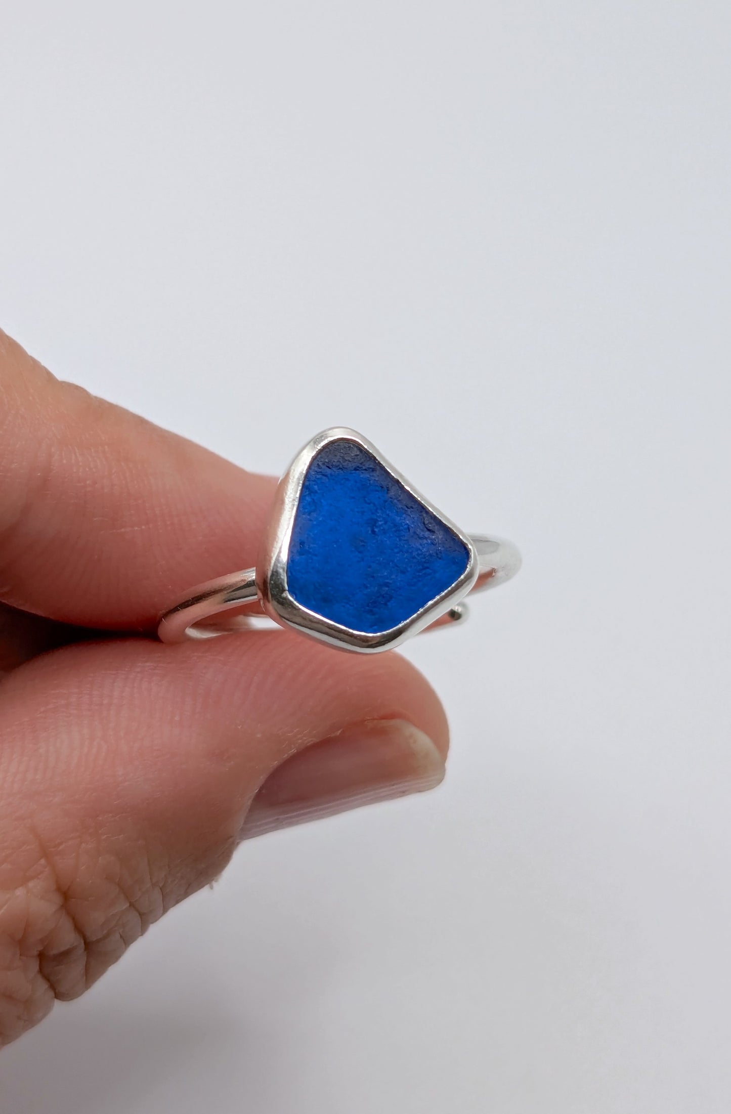 Adjustable Cobalt Blue Seaglass Ring