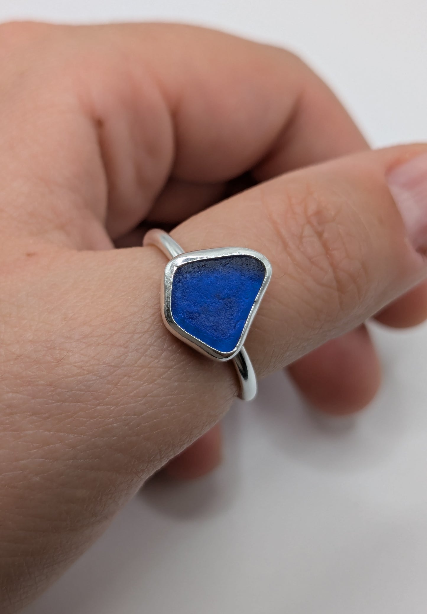 Adjustable Cobalt Blue Seaglass Ring