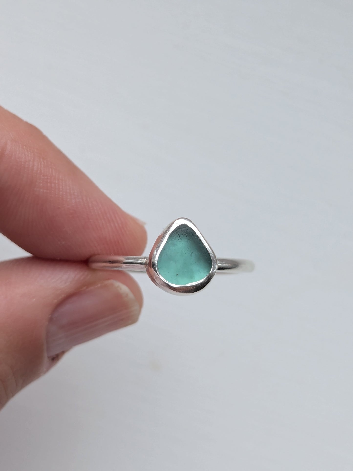 Teal Seaglass Ring