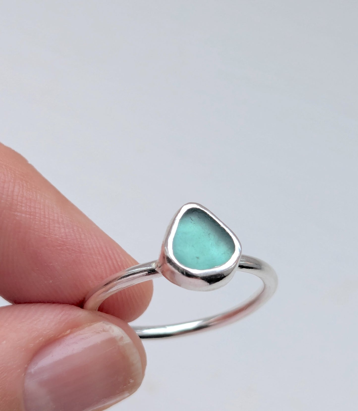 Teal Seaglass Ring