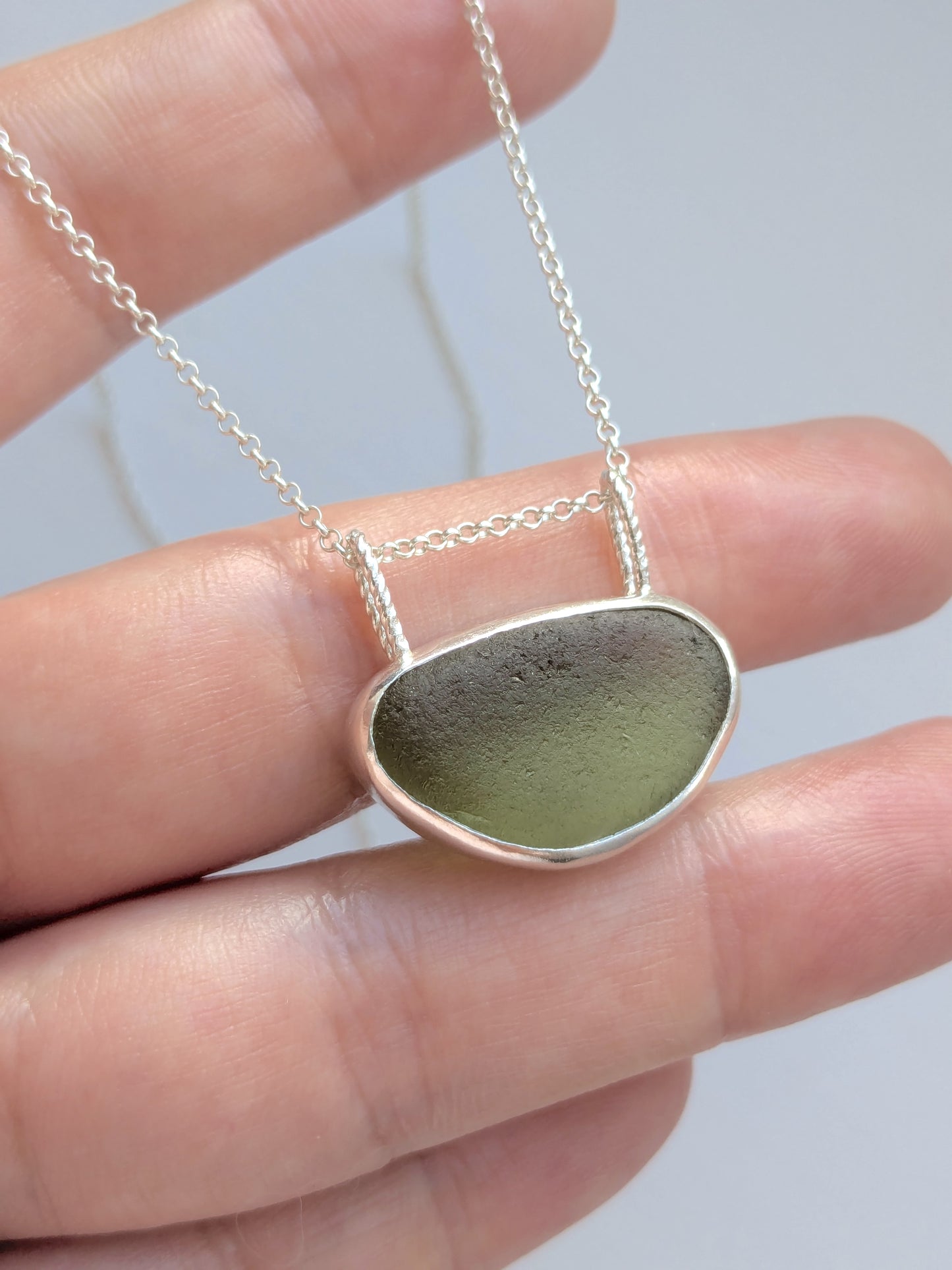Green Double Bail Seaglass Necklace