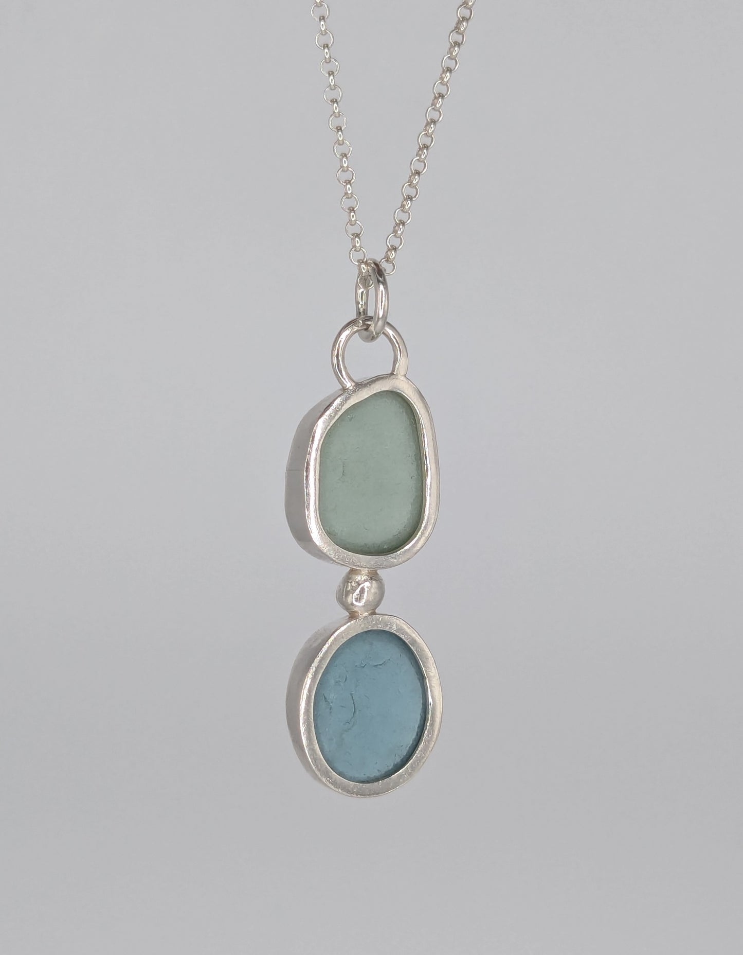Green and Blue Double Seaglass Necklace
