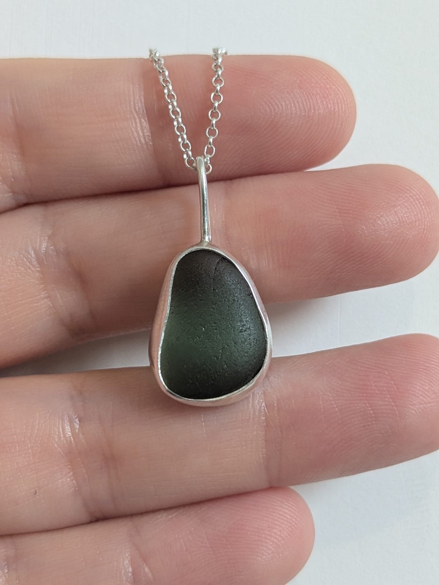 Dark Green Seaglass Necklace