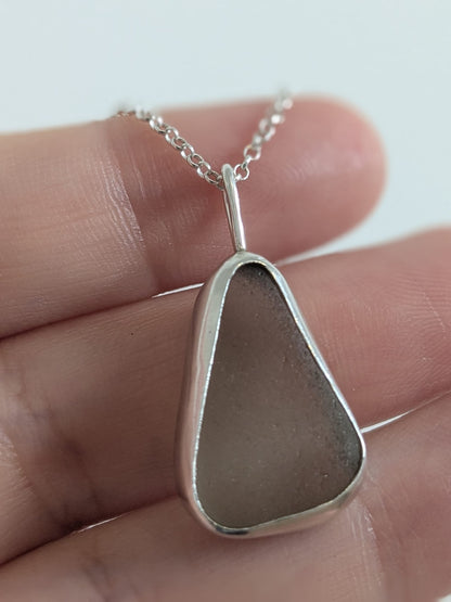 Olive Triangle Seaglass Necklace