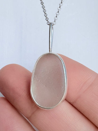 Clear Oval Seaglass Necklace
