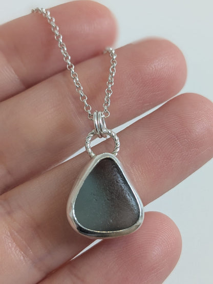 Blue Triangle Seaglass Necklace
