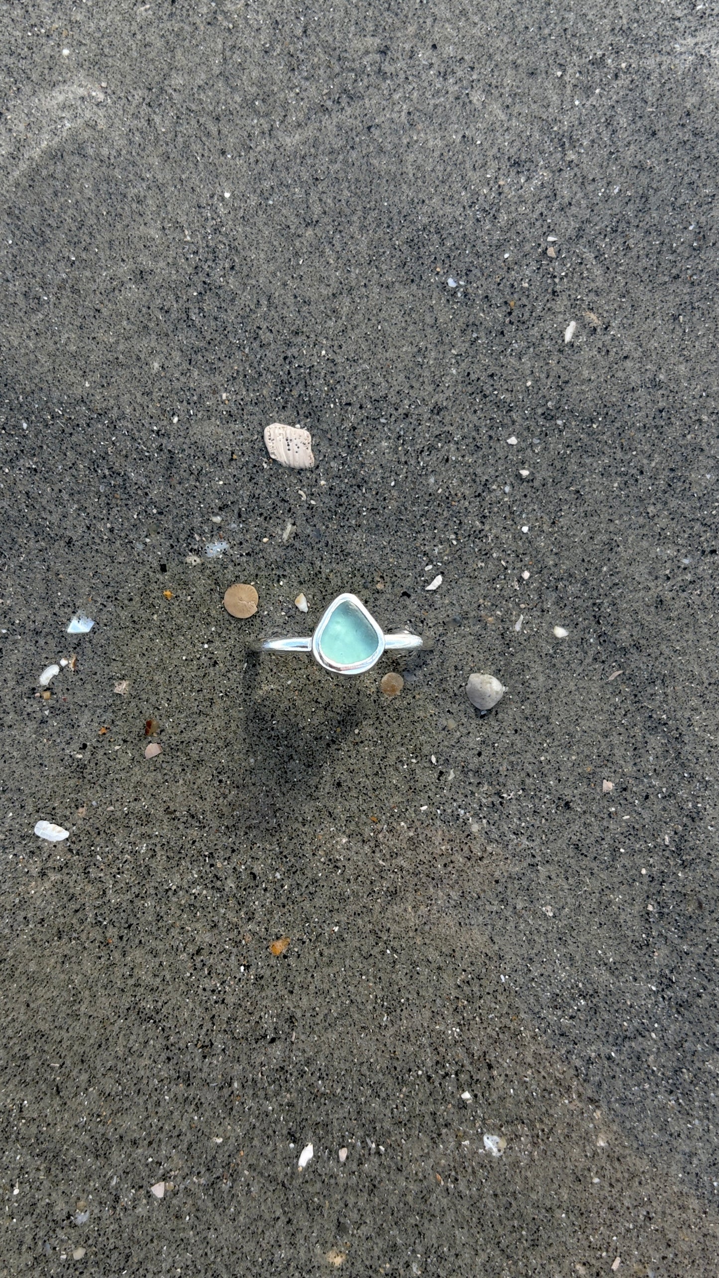 Teal Seaglass Ring