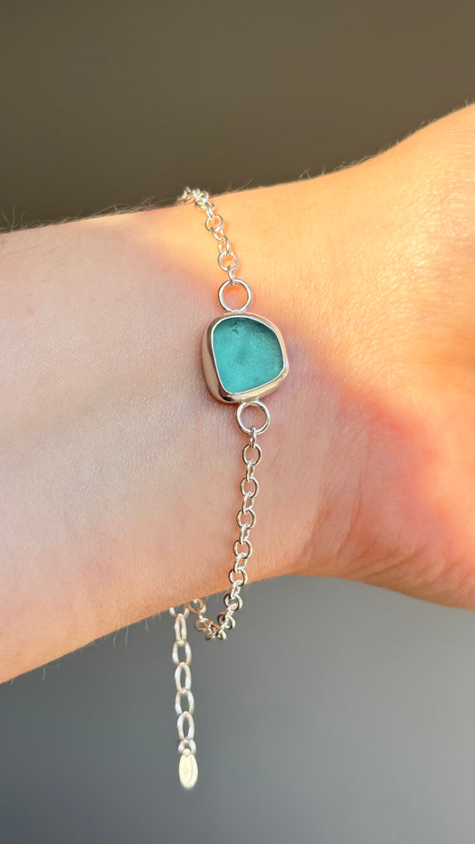Teal Blue Seaglass Bracelet