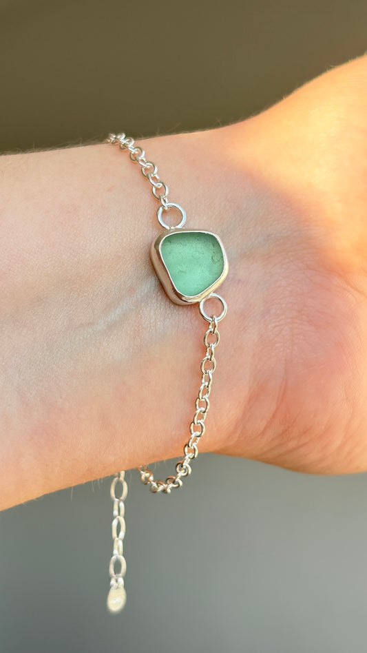 Sage Green Seaglass Bracelet