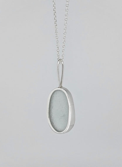 Clear Oval Seaglass Necklace