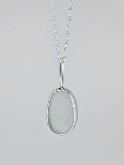 Clear Oval Seaglass Necklace
