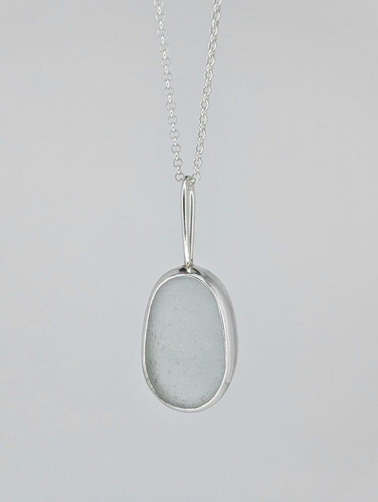 Clear Oval Seaglass Necklace