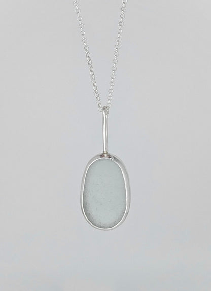 Clear Oval Seaglass Necklace