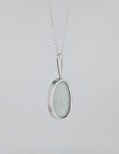 Clear Oval Seaglass Necklace