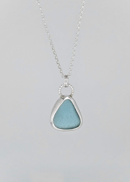 Blue Triangle Seaglass Necklace