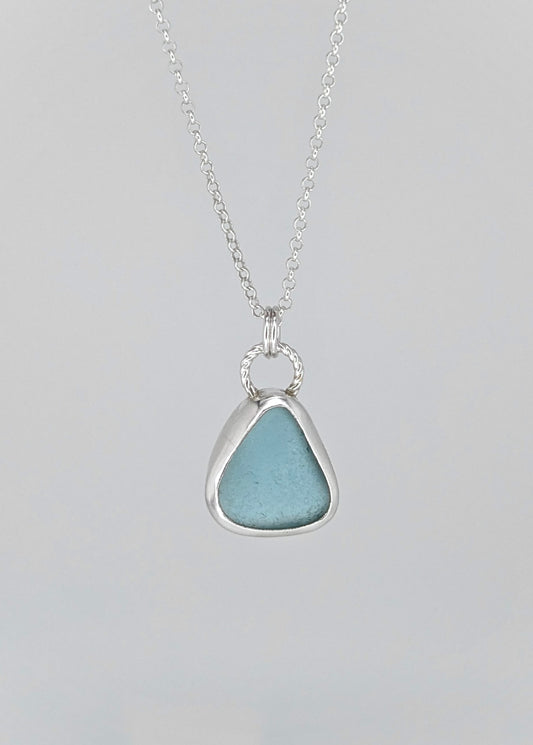 Blue Triangle Seaglass Necklace
