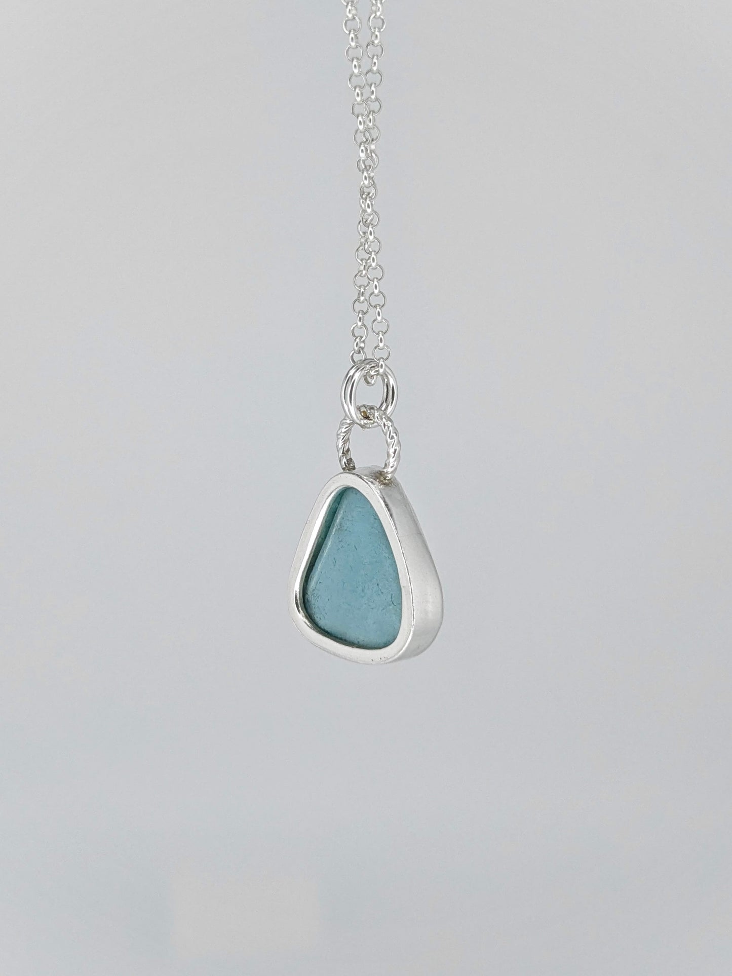 Blue Triangle Seaglass Necklace