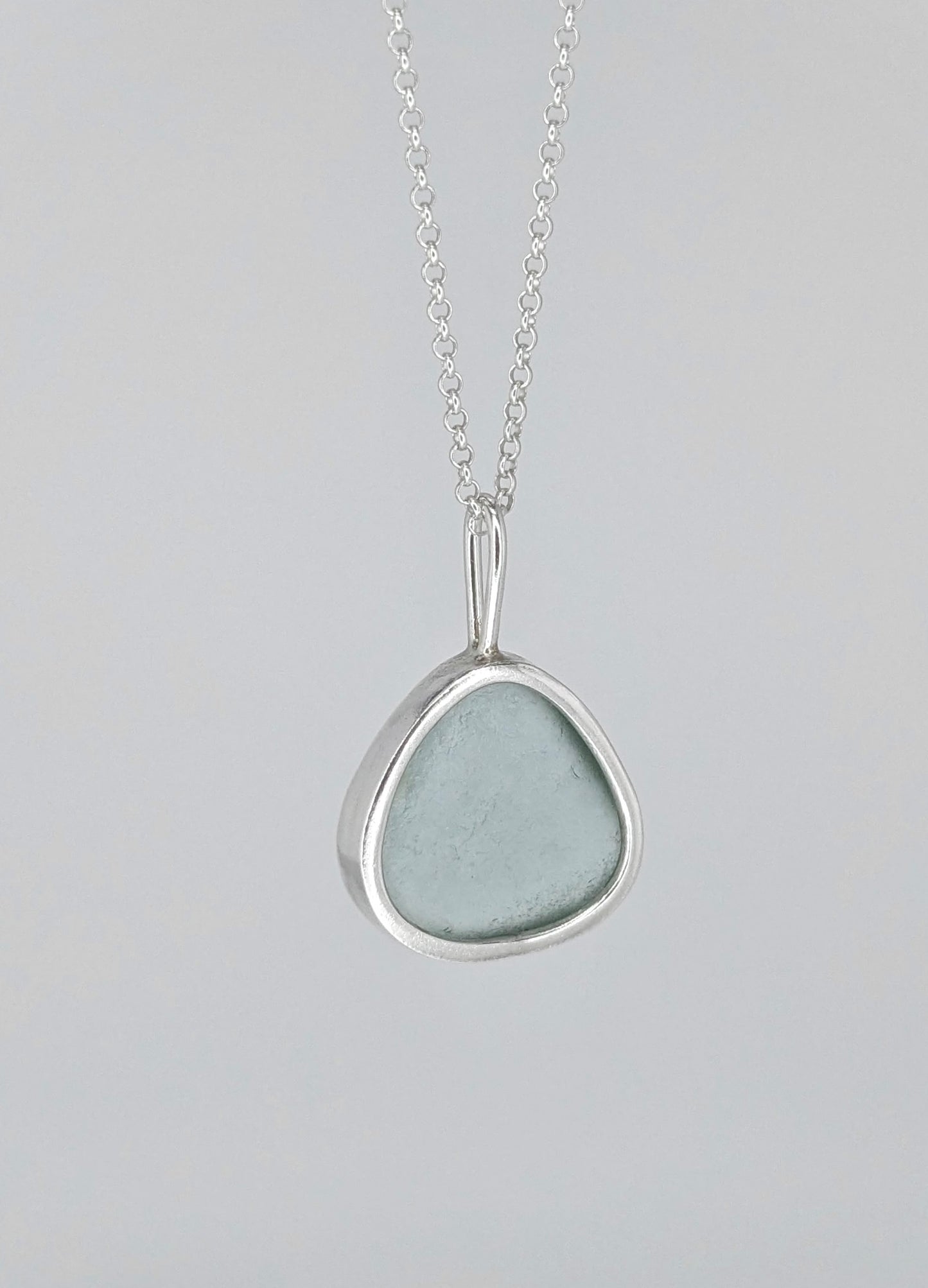 Light Blue Grey Seaglass Necklace