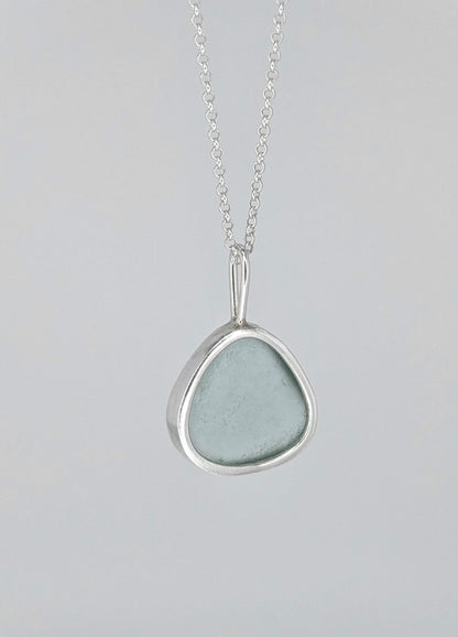 Light Blue Grey Seaglass Necklace