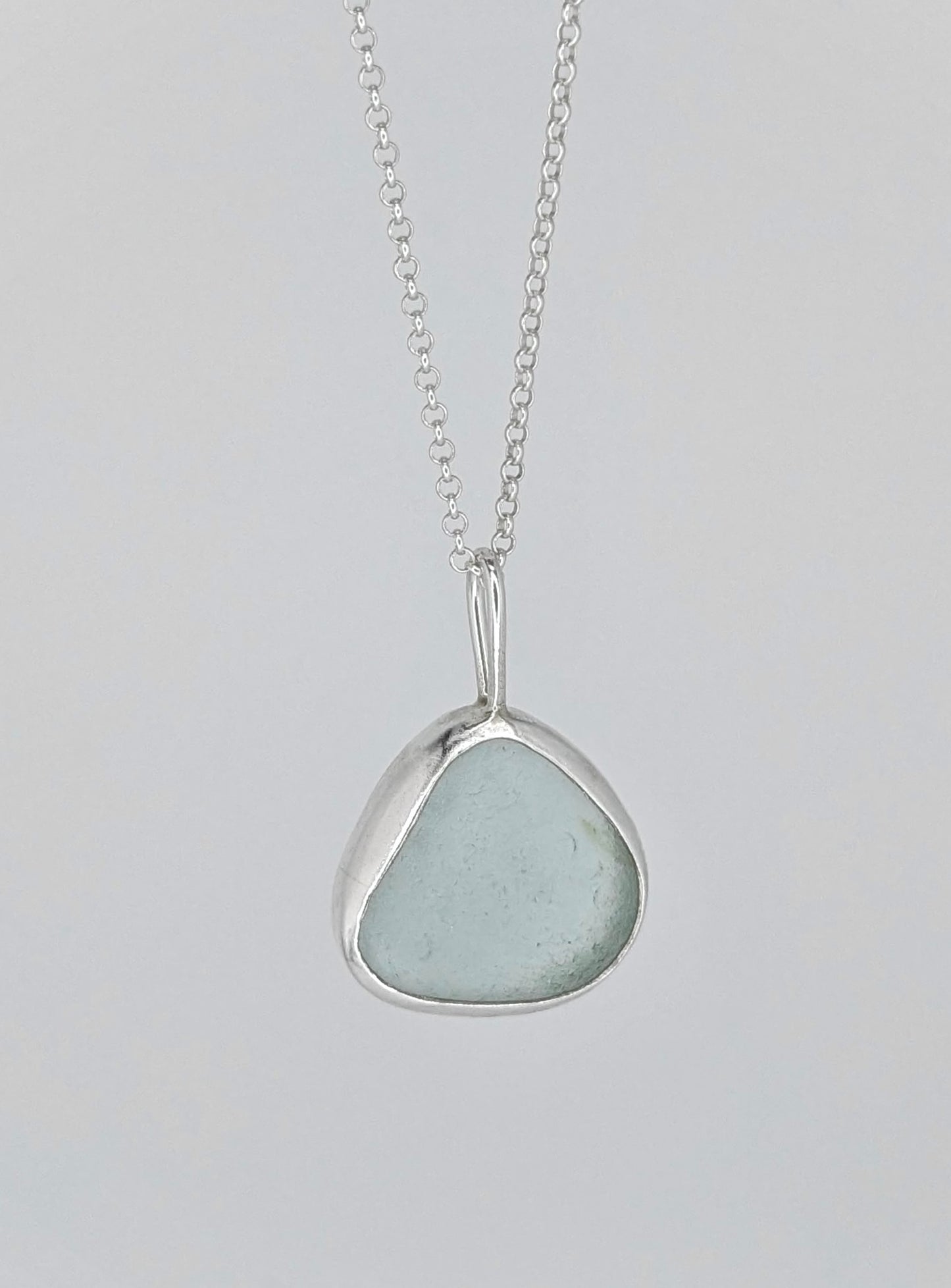 Light Blue Grey Seaglass Necklace