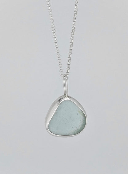 Light Blue Grey Seaglass Necklace