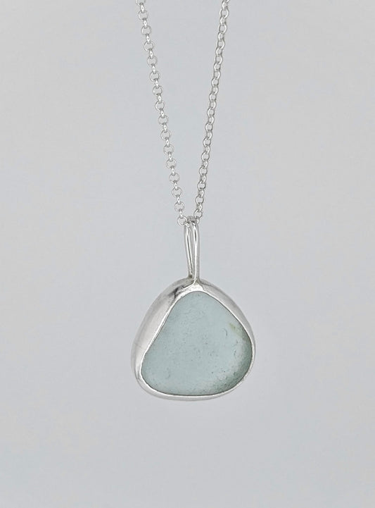 Light Blue Grey Seaglass Necklace