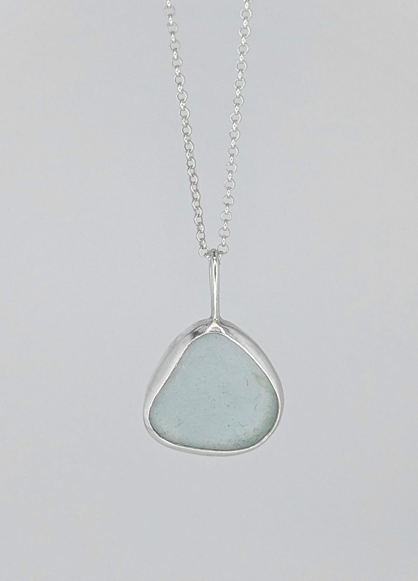 Light Blue Grey Seaglass Necklace
