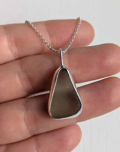 Olive Triangle Seaglass Necklace