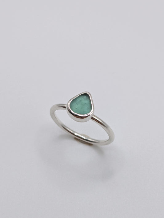 Teal Seaglass Ring