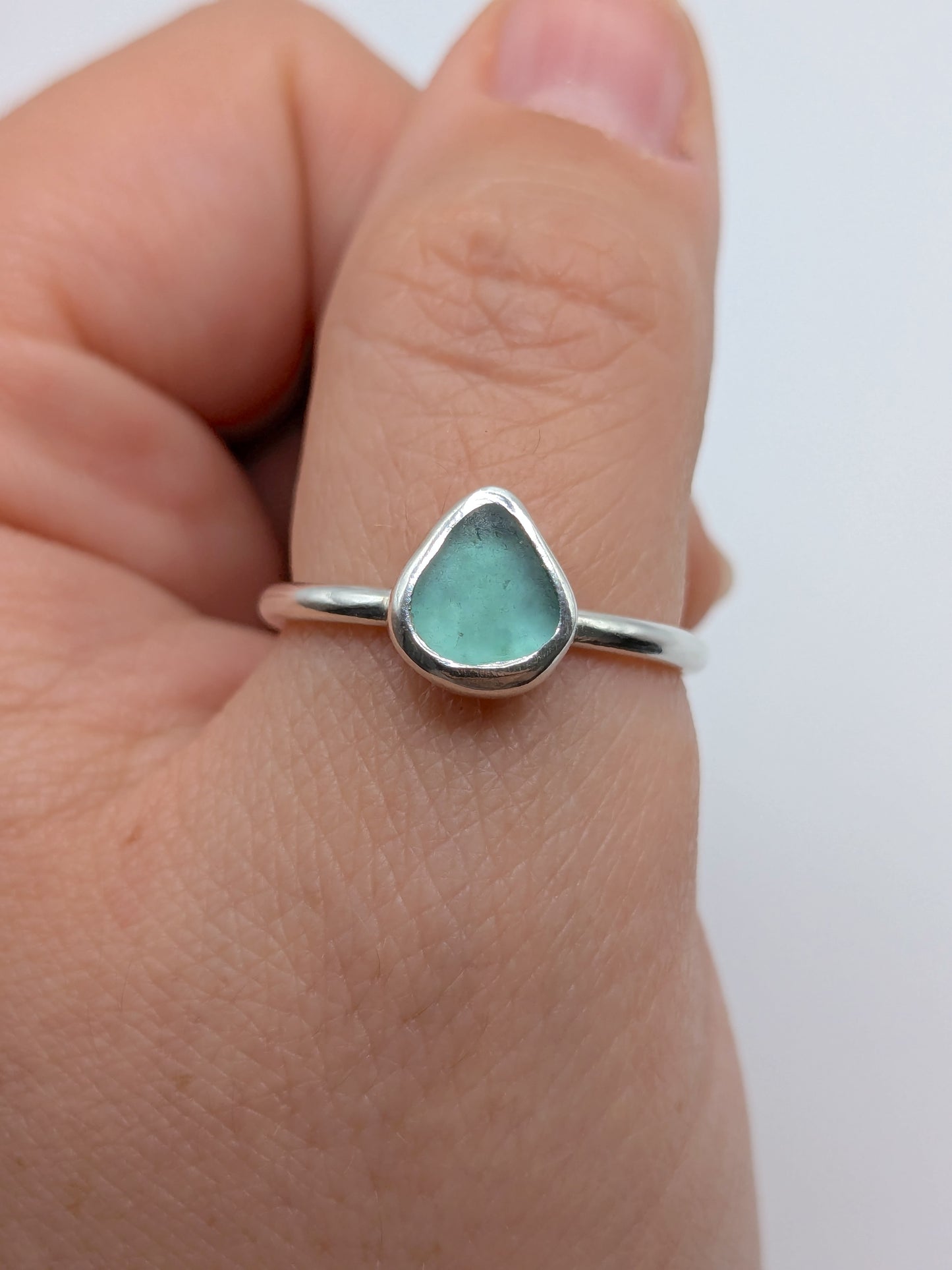 Teal Seaglass Ring