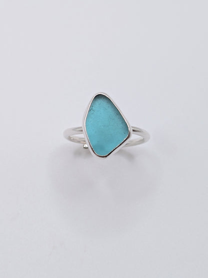 Adjustable Aquamarine Seaglass Ring