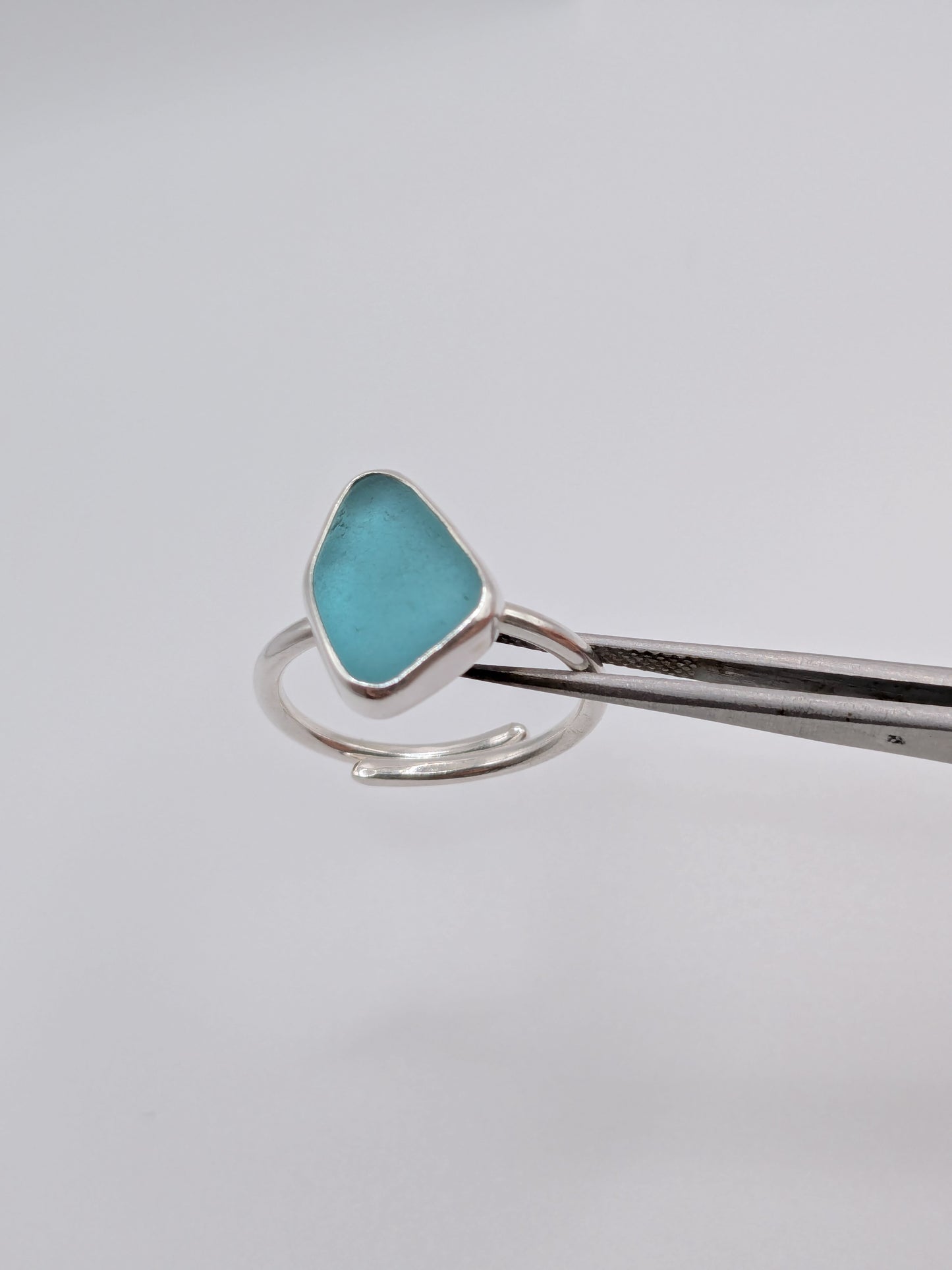 Adjustable Aquamarine Seaglass Ring