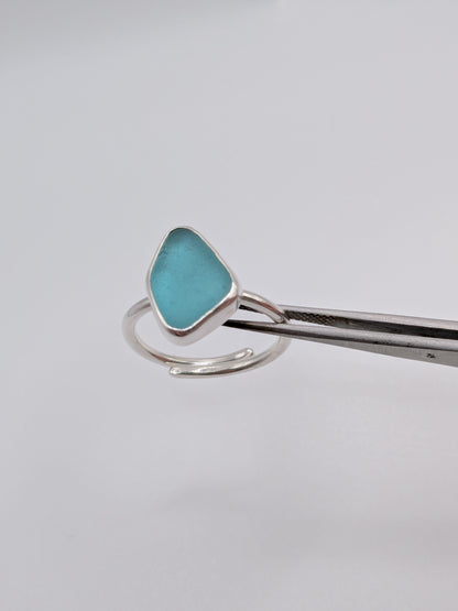 Adjustable Aquamarine Seaglass Ring