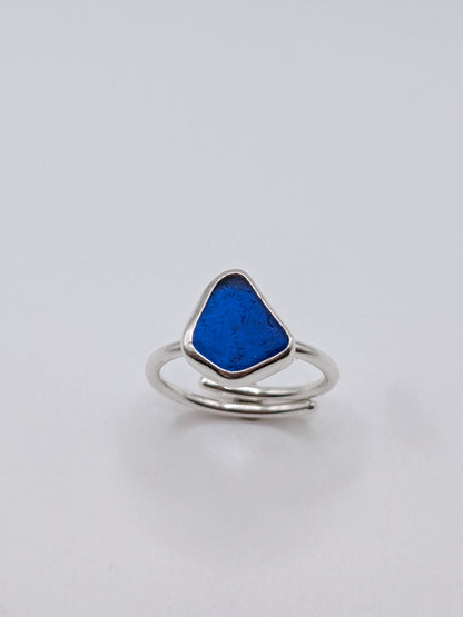 Adjustable Cobalt Blue Seaglass Ring