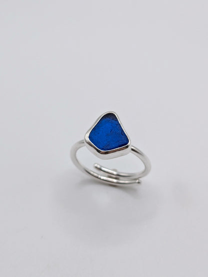 Adjustable Cobalt Blue Seaglass Ring
