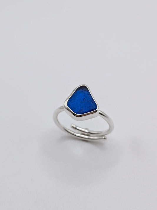 Adjustable Cobalt Blue Seaglass Ring