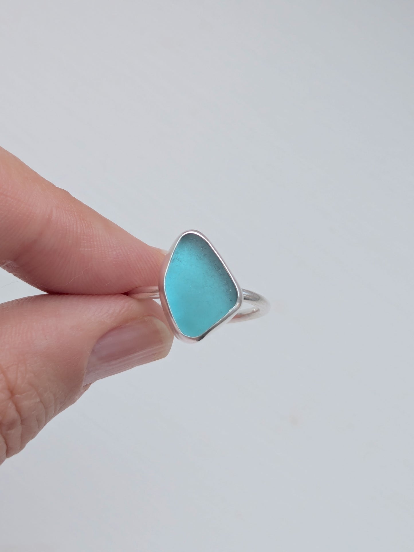 Adjustable Aquamarine Seaglass Ring