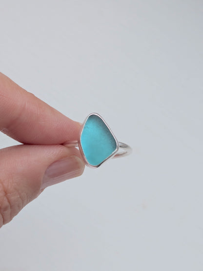 Adjustable Aquamarine Seaglass Ring